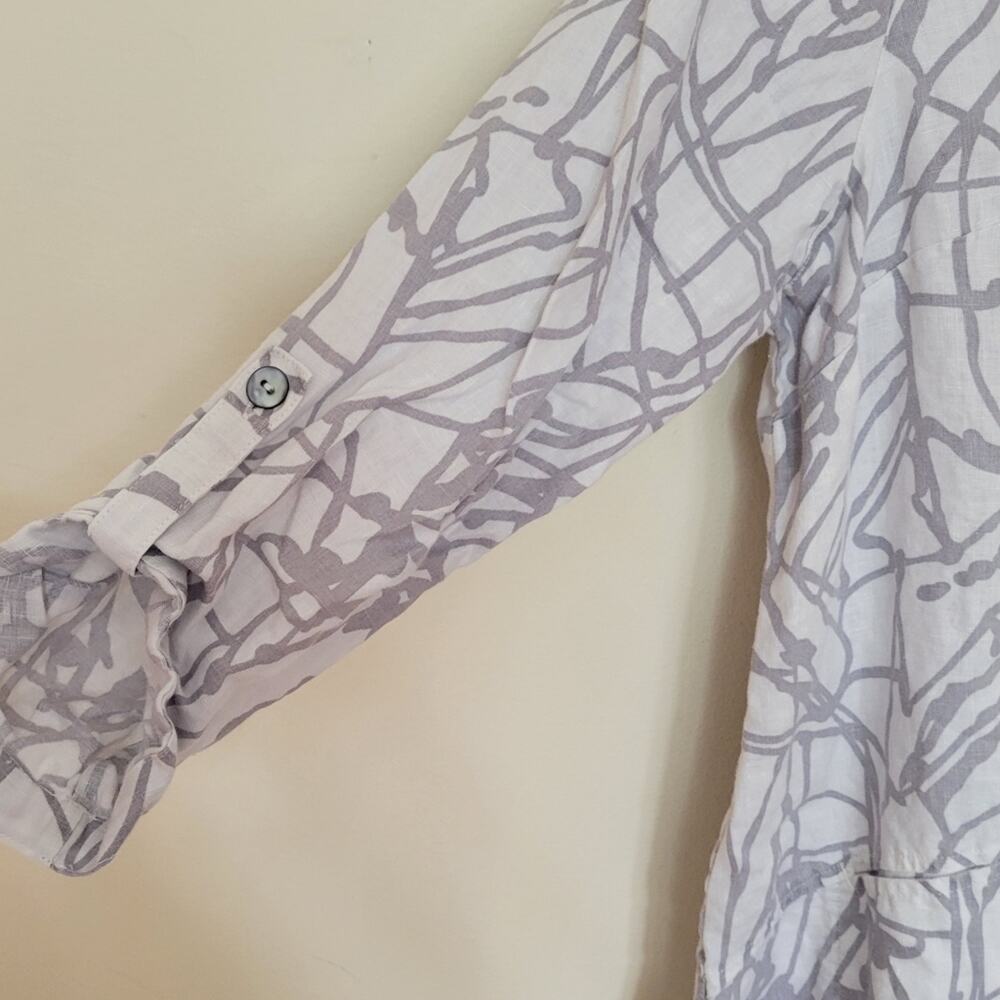 John Mark Printed Linen Button Front Top - image 4